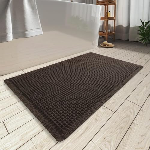Upgraded Waffle Bath Mat Ultra Absorbent Non Slip Bathroom Mat, 17" x 24"