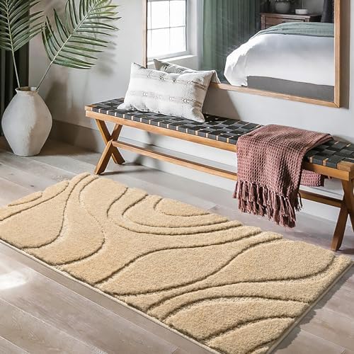 DEXDE Bathroom Rugs Runner Non Slip Bath Mats for Floor Shower Beige 24x47