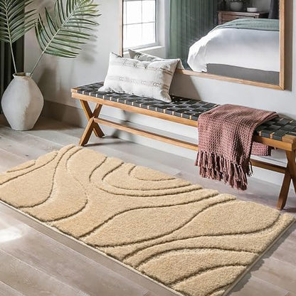 DEXDE Bathroom Rugs Runner Non Slip Bath Mats for Floor Shower Beige 24x47