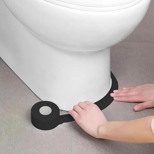 2 Rolls Caulk Tape Self Adhesive, Black Waterproof Toilet Tub Shower Caulking Sealant Strip, Bathroom Kitchen Peel & Stick Floor Tile Contact Paper Wallpaper DIY Home Improvement Decor Accessories