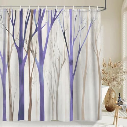 Birch Forest Abstract Shower Curtain Farmhouse Bathroom Decor 72X84 Inch