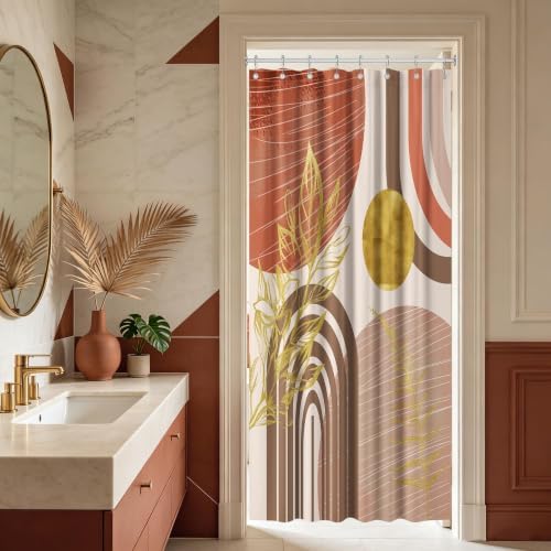 Burnt Orange Stall Shower Curtain, 48X72 in Narrow Small, Mid Century