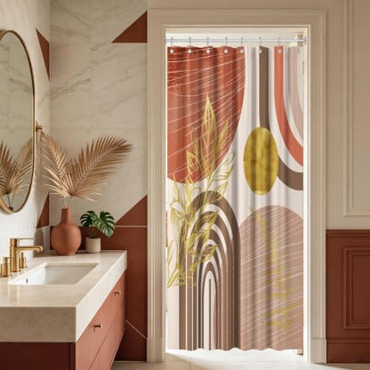 Burnt Orange Stall Shower Curtain, 48X72 in Narrow Small, Mid Century
