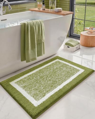 Color&Geometry Simple and Stylish Bathroom Rugs for Bathroom, 20"x32",Green
