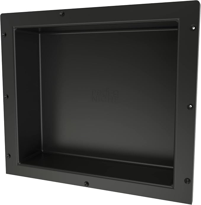 Tile Redi USA Niche Single Recessed Shower Shelf – Black, One Inner Shelf, 16-Inch Width x 14-Inch Height x 4-Inch Depth