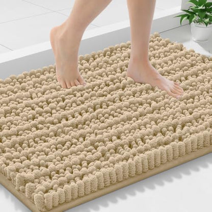 Smiry Bathroom Rugs 30X18, Extra Soft Rubber Backing Chenille Bath Mats