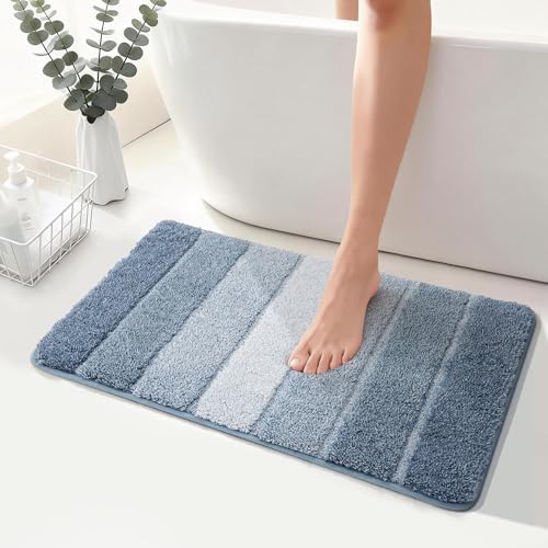COSY HOMEER Bathroom Rugs 30x20,Ultra Soft Absorbent Bath Mat,Blue