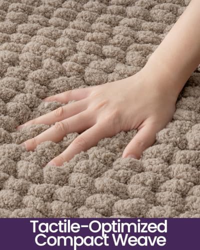 DEXI Bathroom Rugs 36x24, Non Slip Washable Chinelle Bath Mat, Taupe
