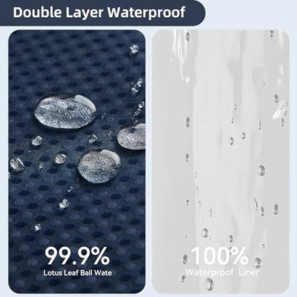 3 in 1 Waffle Shower Curtain Set, Shower Curtain and Liner Set with 12 Double Sided Shower Curtain Hooks, 72 x 84 Fabric Shower Curtains for Bathroom, Navy Blue