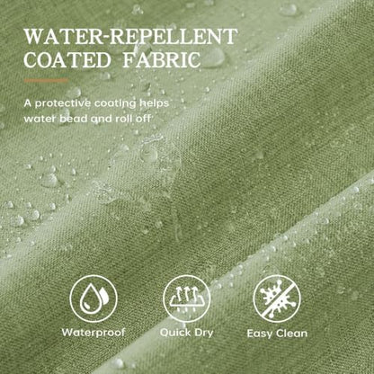Furlinic Scalloped Linen Shower Curtain No Hook Sage Green Extra Long 72x84