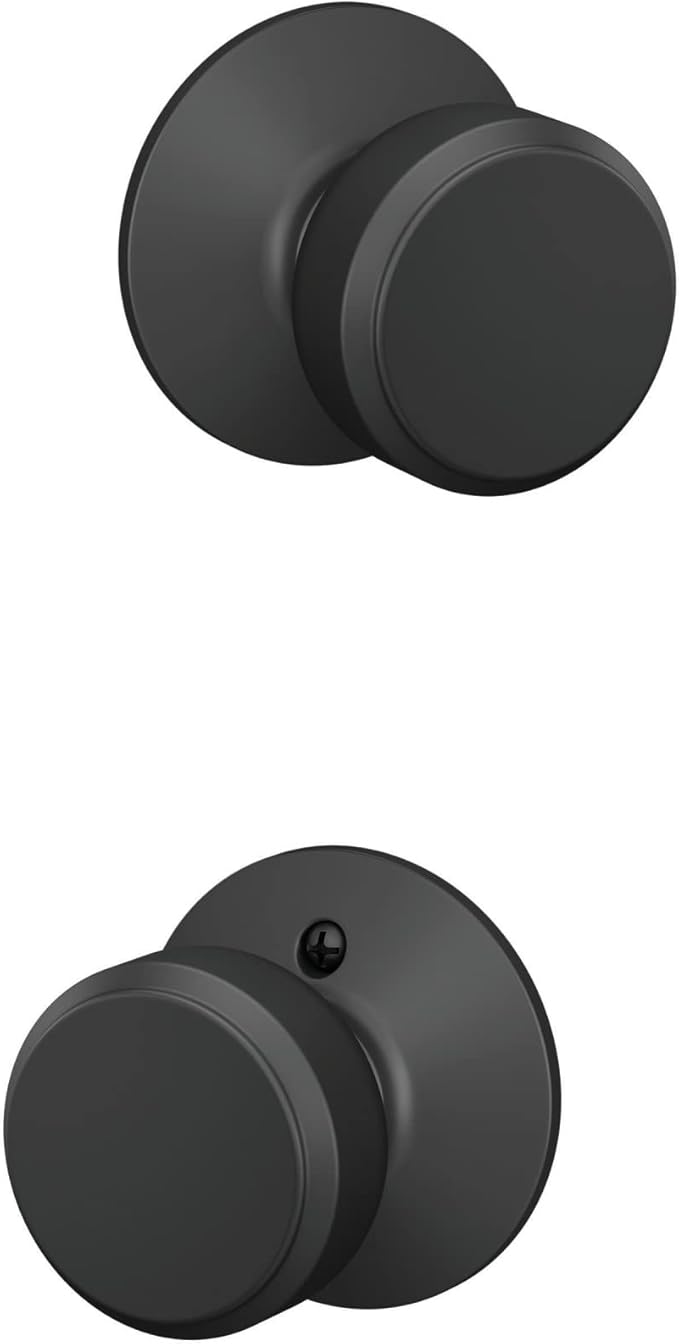 SCHLAGE F10 BWE 622 Bowery Door Knob, Hall & Closet Passage Lock, Matte Black (Pack of 4)