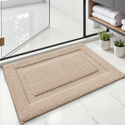 LUMI Ultra Soft Bathroom Rugs Absorbent, Non Slip Bath Mat 24x36, Beige