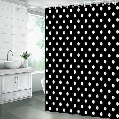 Polka Dot Shower Curtain Black White Retro Spot Vintage Fabric Decorative Bathroom Curtains with Hooks,70" Wx84 H
