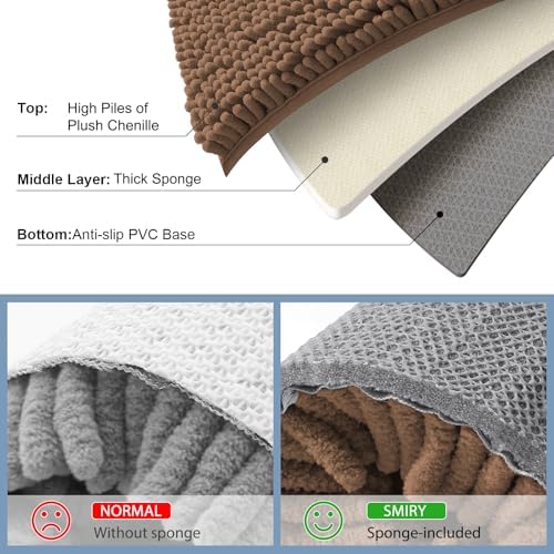 Smiry Bathroom Rugs 24X16, Luxury Chenille Extra Soft Absorbent Bath Mat