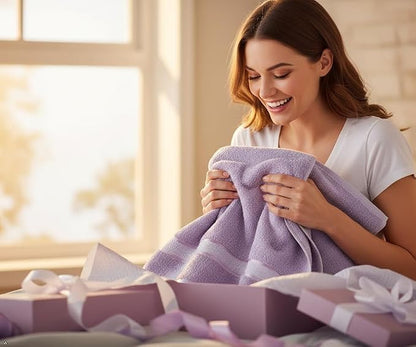 6 Piece 100% Cotton Bath Towel Set - 2 Bath - 2 Hand - 2 Face, Lavender | 100% Cotton • Thick & Plush • Hotel Quality • Ultra Soft • Highly Absorbent • Quick Dry • Low Lint • Machine Washable