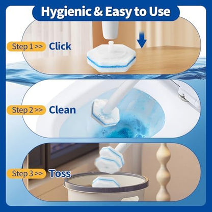 100 Count Toilet Bowl Wand Refills, Disposable Toilet Cleaner Refills, Disposable Wand Heads Compatible with Clorox and the Most Toilet Brushes,unscented