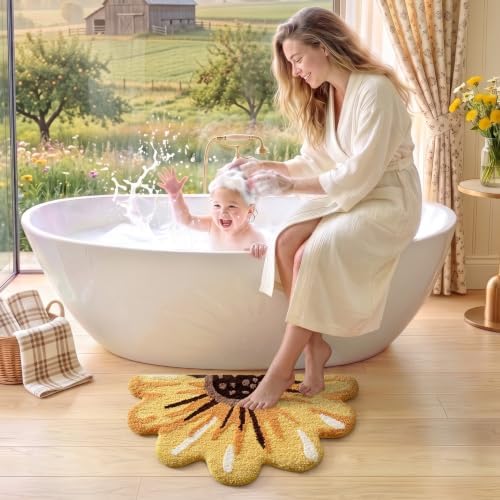 LUMI Floral Bathroom Rug, Absorbent Non Slip Bath Mat, 20"x36"