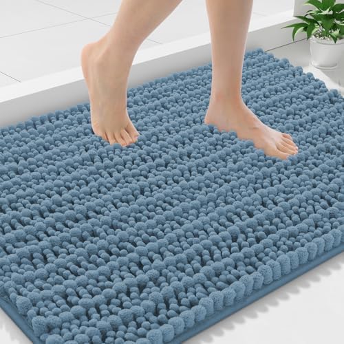 Smiry Bathroom Rugs 30X18, Extra Soft Rubber Backing Chenille Bath Mats