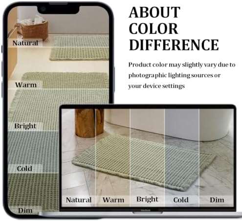 JIUZHEN Set of 2 Waffle Bath Mats Boho Bathroom Runner Rug 20"x32"+24"x60"