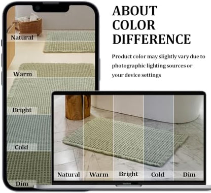 JIUZHEN Set of 2 Waffle Bath Mats Boho Bathroom Runner Rug 20"x32"+24"x60"