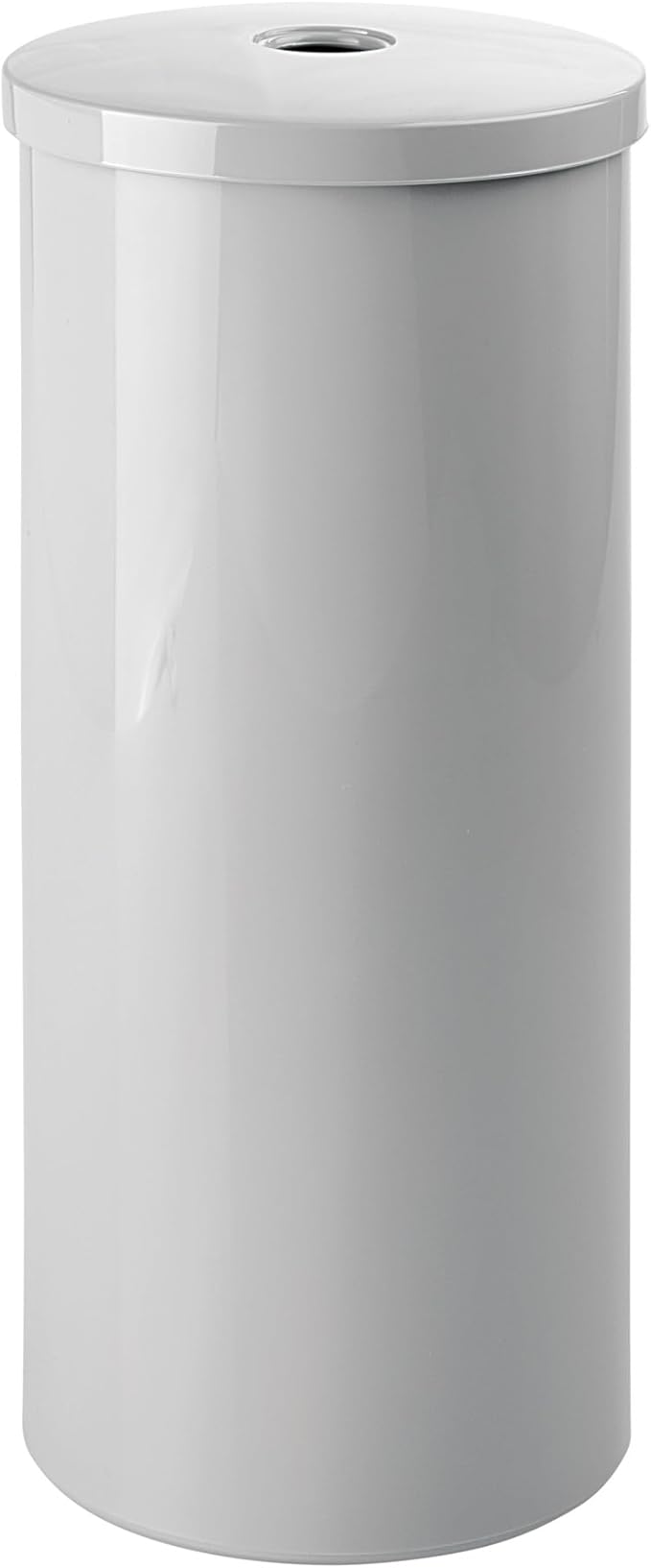 iDesign Freestanding Toilet Paper Canister with Lid, Gray | For 3 Extra Rolls, Made in USA