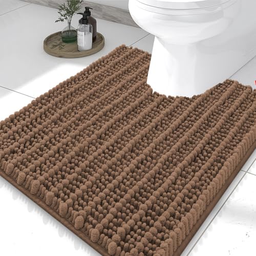 Smiry Bathroom Toilet Rugs U Shaped 24X20, Chenille Bath mats for Toilet