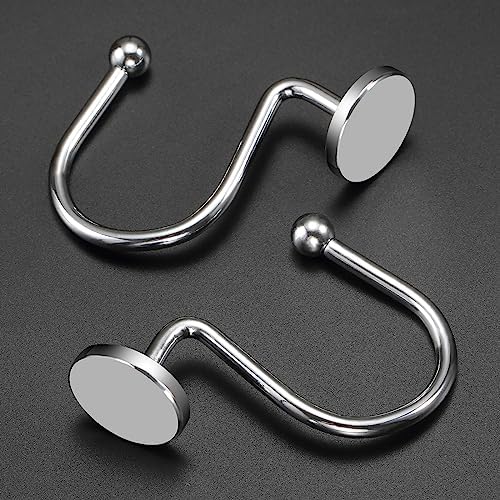 CHICTIE Chrome Shower Curtain Hooks, Rustproof Shower Curtain Rings for Bathroom, Metal Shower Hooks for Shower Curtain Rod, Modern Decorative Shower Curtain Hangers Set of 12, Round Heavy Duty Design