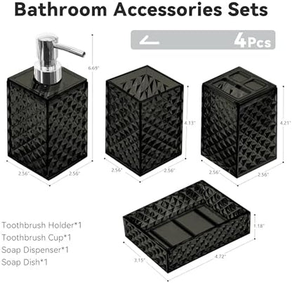 Bathroom Accessory Set, 4 PCS Black Bathroom Accessories Set