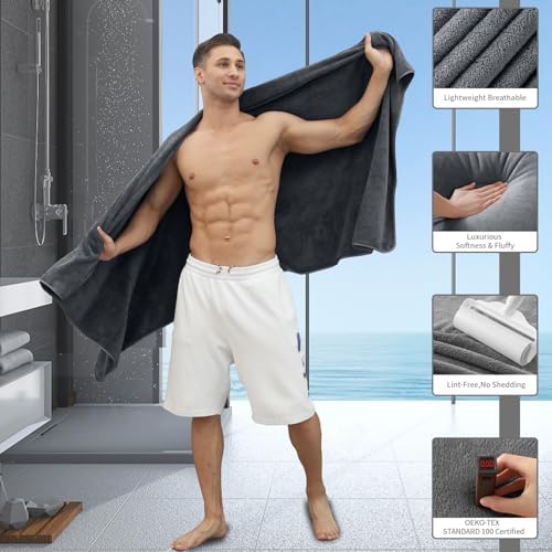 Premium Towel Set 2 Pack Hand Towel 16" x 31",Ultra Soft Highly Absorbent Hand Towel | Durable | Quick Dry | Multifunctional | Luxury Towel for Bathroom Hotel Kitchen Gym,Dark Grey