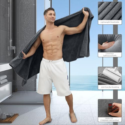 Premium Towel Set 2 Pack Hand Towel 16" x 31",Ultra Soft Highly Absorbent Hand Towel | Durable | Quick Dry | Multifunctional | Luxury Towel for Bathroom Hotel Kitchen Gym,Dark Grey