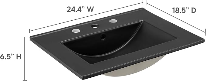 Modway EEI-5069-BLK Cayman 24" Bathroom Sink, Black