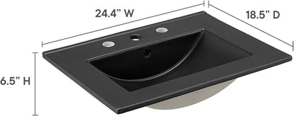 Modway EEI-5069-BLK Cayman 24" Bathroom Sink, Black