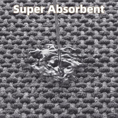 PADOOR-Bath Mat-Super Absorbent Chenille Bathroom Mats-Non Slip Rubber Backed Bath Mats for Bathroom, Easy Clean Bathroom Rugs Front of Shower Room,Sink-17×35, Grey&Darkgrey