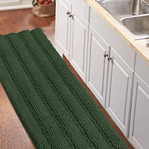 Turquoize Bathroom Runner Rug 20"x59", Soft Absorbent Chenille Bath Rug