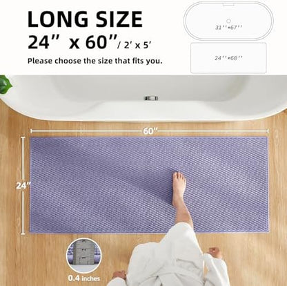 TYUU Bathroom Runner Rug, Long Bath Mat Washable Thin Quick Dry Low Pile Bathroom Runner Rugs 24 x 60 Non Slip, Lavender 24"x60"