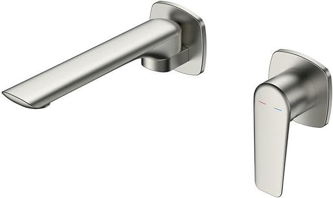 BiaoTeng Concealed Faucet for Bathroom Sink Wall Mount Hot and Cold Faucets for Bathroom Sinks Single Handle Brass Brushed Nickel