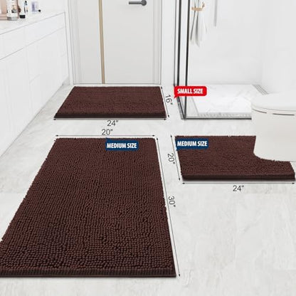 Smiry Bathroom Rugs 34X21, Luxury Chenille Extra Soft Absorbent Bath Mat