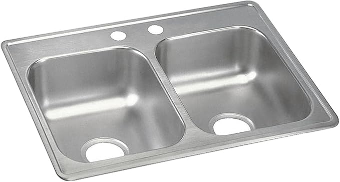 Elkay Dayton Stainless Steel 25" x 19" x 6-5/16", 2-Hole Equal Double Bowl Drop-in Sink