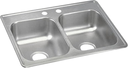 Elkay Dayton Stainless Steel 25" x 19" x 6-5/16", 2-Hole Equal Double Bowl Drop-in Sink