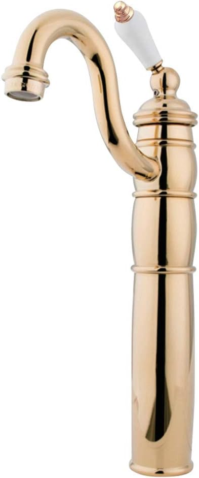 Kingston Brass KB1422PL Heritage Vessel Sink Faucet with Optional Cover Plate, 6-1/8-Inch, Polished Brass