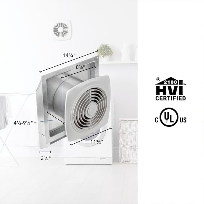 Broan-NuTone 509 Through-the-Wall Ventilation Fan White Cover, 200 CFM, 8.5 Sones, 8"