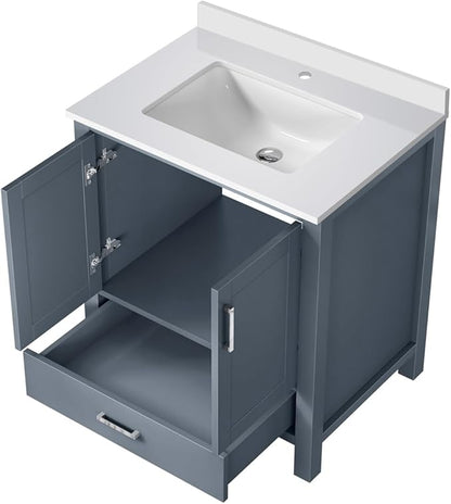 Jacques 30 in. W x 22 in. D Dark Grey Bath Vanity and White Quartz Top