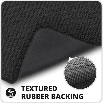 Bosap Bath Mat,Ultra Thin Bathroom Runner Rugs,Large Bath Mats for Bathroom,Quick Dry,Non-Slip,Machine Washable,Low Pile,Bath Rug,Shower Outside,Sink,Home Decor Accessories.Black,2'x5'（24x60inch）