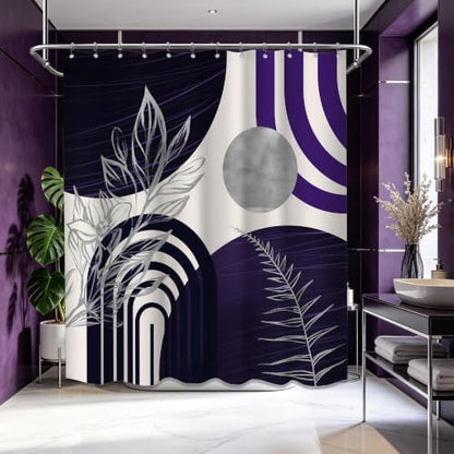 Dark Purple and Grey Extra Long Shower Curtain, Tall 72X78 in