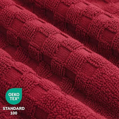 Feather & Stitch 100% Cotton 625 GSM Bath Towel Set of 6, Ultra Soft Highly Absorbent 2 Bath Towels, 2 Hand Towels & 2 Washcloth - Luxury Quick Dry Shower Towels (Wine Red)