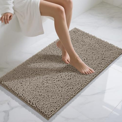 Yimobra Long Bathroom Rugs 44"x24", Extra Soft Non Slip Bath Mat for Tub, Super Absorbent Quick Dry Shaggy Rug Floor Carpet, Machine Washable,Camel