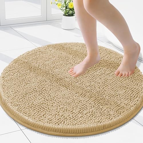 Smiry Round Bathroom Rugs 24X24, Chenille Extra Soft Absorbent Bath Mat