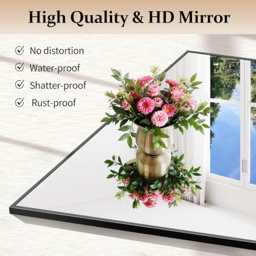COFENY 66x36 Black Bathroom Mirror, Large Rectangle Mirrors for Over Sink