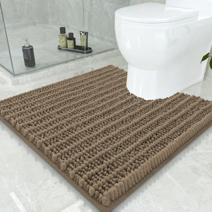 Smiry Bathroom Toilet Rugs U Shaped 24x24, Chenille Bath mats for Toilet