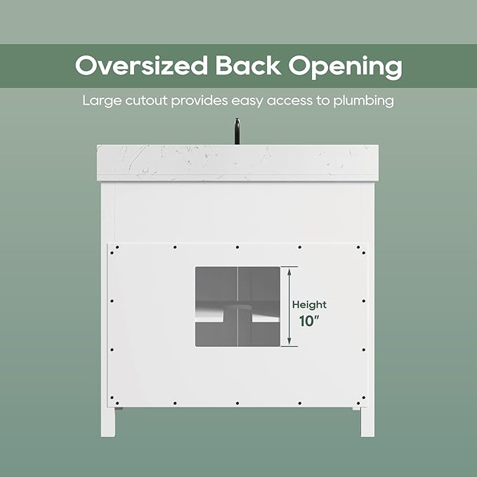 36 Inch White Bathroom Vanity with Sink, Farmhouse Bathroom Vanities Cabinet with Soft Closing Doors, Vanity for Bathroom with Apron Farm Sink, Solid Wooden Frame